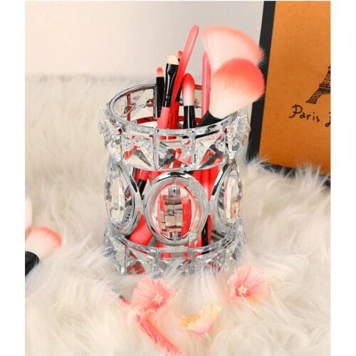 Crystal pen holder eyebrow pencil comb brush holder cosmetic storage tube creative European luxury crystal ornaments