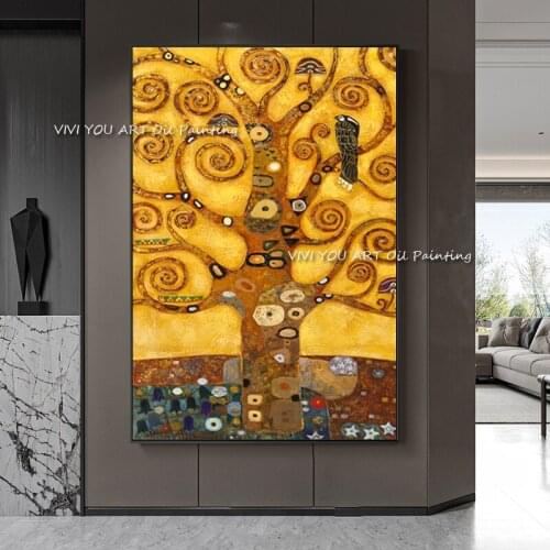 World Most Famous Oil Canvas Painting Classic Artist Gustav Klimt Posters Handmade Wall Art Picture for Living Room Cuadros