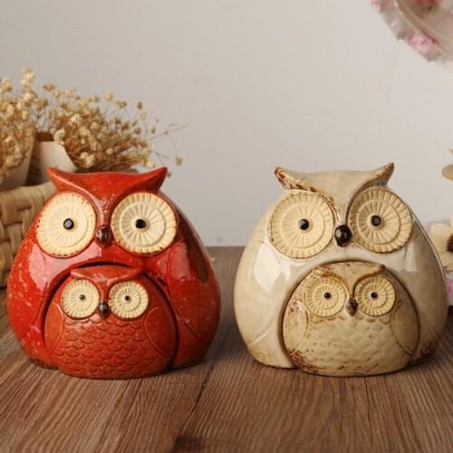 Ceramic crafts glaze animal ornaments Mother Owl Parent child Owl creative Home Furnishing decoration 2 color optional