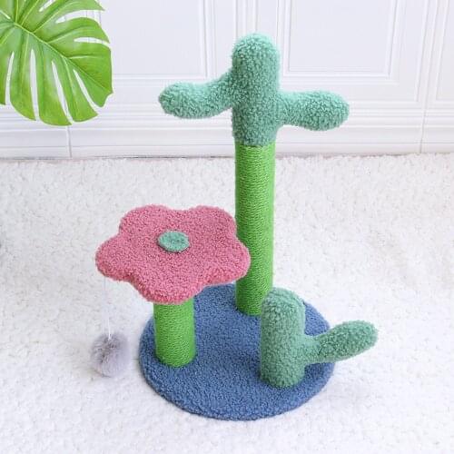 Cactus Pet Cat Climbing Tree Scratcher Post with Ball for Cats Kitten Tree Tower Hammock Cat Scratching Toy Protecting Furniture