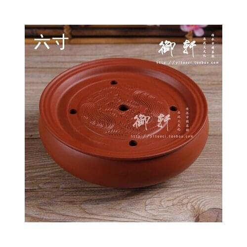 Yixing purple sand tea tray tea sea ship 6 inch Pisces round storage ground red tea tray kung fu tea set