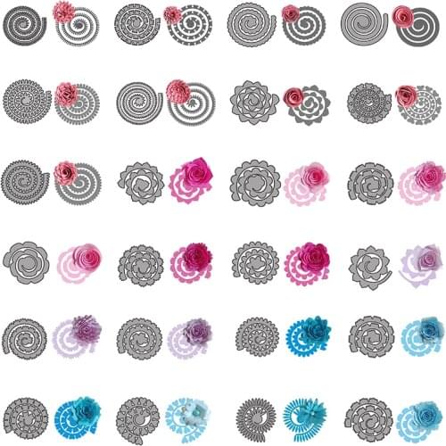 Metal Cutting Dies 3D Spiral Flower Garland Scrapbooking For DIY Card Album Photo Making Crafts Embossing Stencil New Die 2021