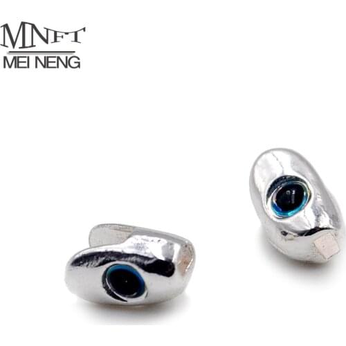 MNFT 6Pcs Fish Skull Weighted Silver Heads With 3D Eyes Ucs For Streamer Flies Fly Fishing Materials Baitfish Head