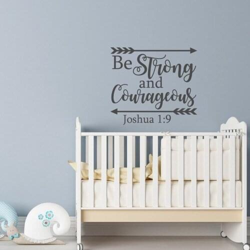 Joshua 1:9 Be Strong And Courageous Wall Decal Quote Religious Scripture Wall decal Bible Verse vinyl Wall Decal home Decor G380