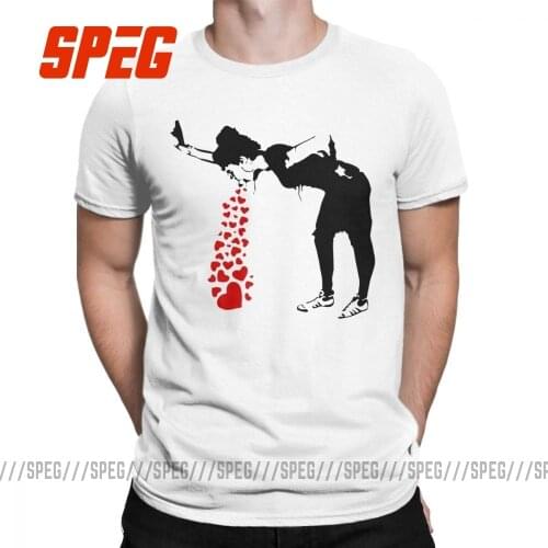 Novelty Lovesick Banksy Street Art Grafitti T-Shirt Men Round Collar 100% Cotton T Shirts Short Sleeve Tee Graphic Printed Tops