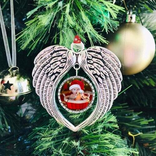New Angel Wings Heart Shaped DIY Photo Christmas Pendant Photo Frame Pendant Christmas Tree Hanging Decoration Ornament Best