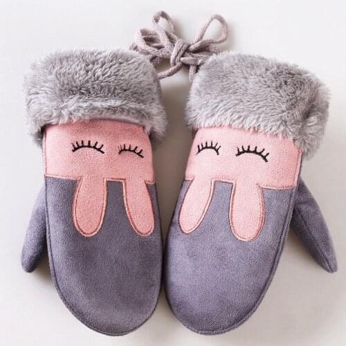 New Winter Warm Thick Fur Mittens Gloves Cute Infant Baby Girls Boys Fleece Glove Lovely Kids Cartoon Rabbit Gloves