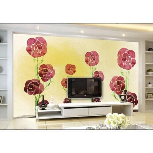 Custom papel DE parede floral, watercolor rose murals for the sitting room the bedroom wall waterproof vinyl papel DE parede