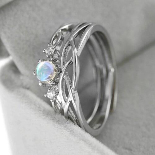 ZHOUYANG Open Rings For Couple Lovers Romantic Moonstone Silver Color Valentines Day Gift For Girlfriend Fashion Jewelry KBR161