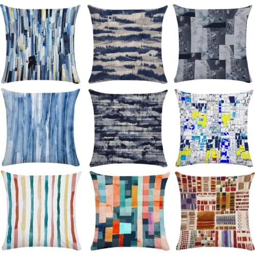 Abstract Geometric Watercolor Ink Lines Back Cushion Living Room Sofa Cushion Cover Office Waist Support Nap Pillow Cover