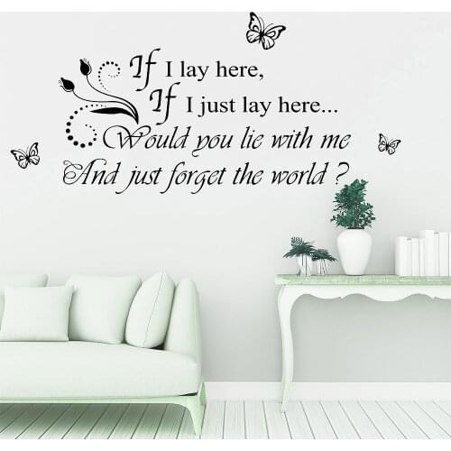 Romantic Quotes Wall Decals Home Decoration Living Room Vinyl Wedding Party Couple Master Bedroom Wardrobe Art Stickers Y818