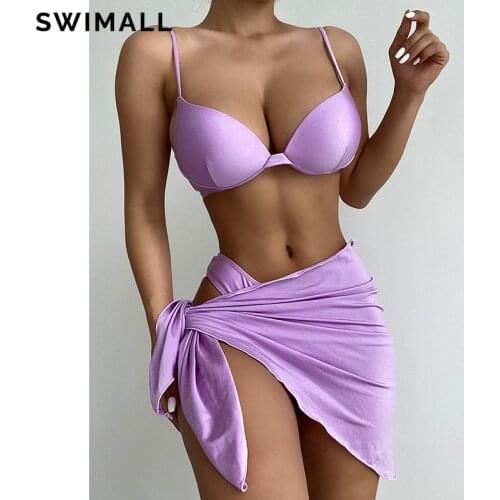 Sexy Push Up Bikini 2021 Swimsuit Women Swimwear Three-piece Bikini Set Bather Bathing Suit Swimming Suit Biquini Female