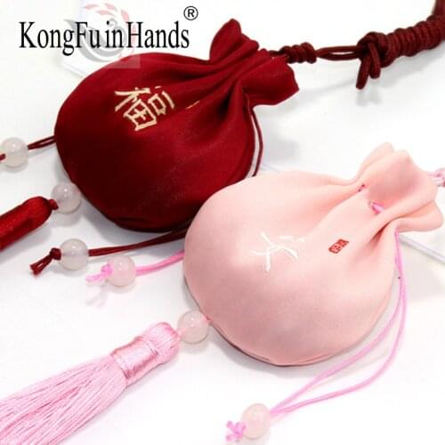 Chinese Style Sachet New Antique Lotus Tassel Hanging Neck Small Bag Antique Accessories Bedroom Decoration Jewelry Storage Bag