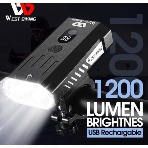 WEST BIKING 350 Lumens Bicycle Front Light Waterproof Cycling Light USB Rechargeable Side Warning Flashlight 5 Modes Bike Light