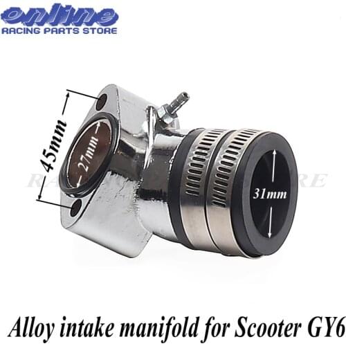 Performance chrome Alloy intake manifold for Scooter Moped GY6 125 GY6 150 152QMI 157QMJ / CVK30 Carburetor intake Manifold