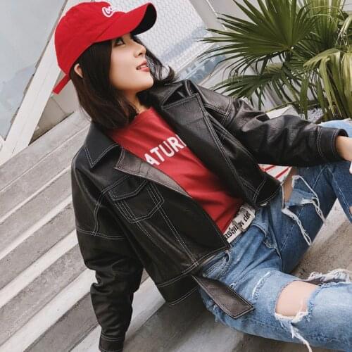 Women Genuine Leather Jacket 100% Real Sheepskin Coat Female Montone Jacket Spring Casual Clothes Chaqueta Mujer LWL1611