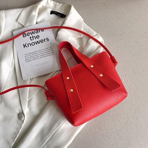 Women Rivet Shoulder Bag PU Leather Solid Color Ladies Crossbody Bag Fashion Zipper Party Small Handbag