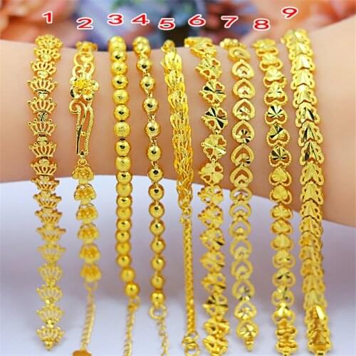 African Gold Bracelets for Women Chain Bracelet & Bangles 8 inch Pulseira Femme Wedding Bridal Jewelry Accessories Birthday Gift