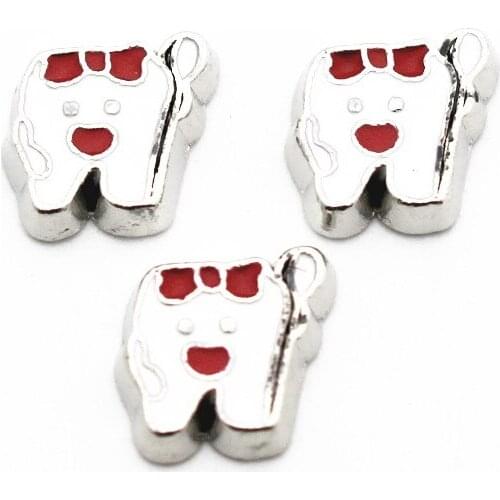 Newest 10pcs/lot Silver tooth floating charms living glass memory floating lockets diy jewelry pendant