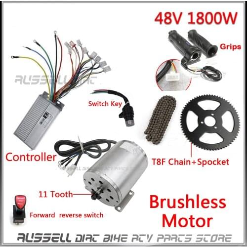 1800W 48V T8F Chain Spocket Brushless Motor Controller Throttle Grip Forward Reverse switch Electric Go kart ATV Ebik E-Bike
