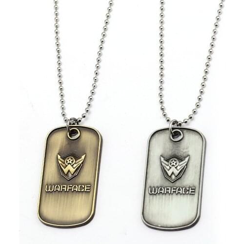 2 Colors Game Warface Necklace Metal Dog Tag Pendant Square Sliver Choker Colar Accessory Men Women Gift Jewelry Vintage Kolye