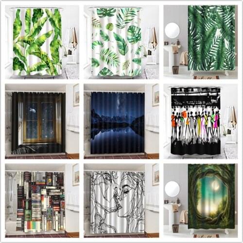 3D Waterproof Shower Curtain Green Leaves Creative Home Hotel Bathroom Decoration Blackout Screen Curtain For Bath High Quanlity