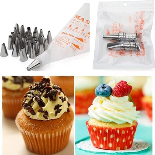 8PCS 14PCS 26PCS 50PCS Stainless Steel Cream Nozzle Pastry Bag Converter Cake Decorating Tools Pastry Tools Accessories For Cake