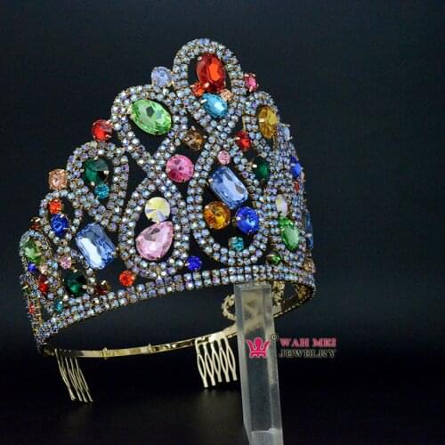 Australian Rhinestone Crowns Tiara Hairwear Adjustable Headband Comb For Women Pageant Bridal Wedding Hair Accessories Mo258