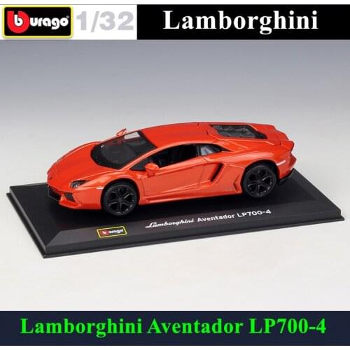 Bburago 1:32 Lamborghini LP700-4 Orange simulation alloy car model plexiglass dustproof display base package Collecting gifts