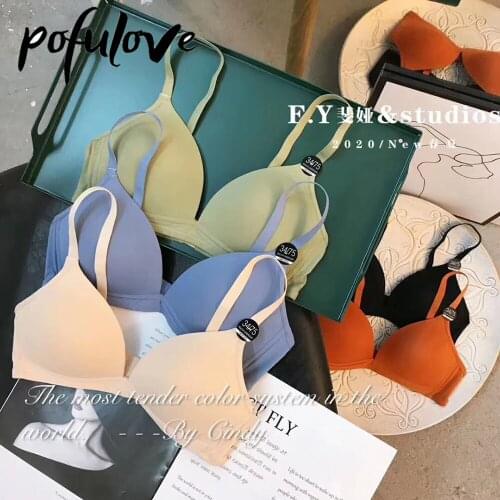 Seamless Bra for Women Teen Girl Push Up Bras Candy Color Wireless Underwear Thin Cotton Bralette Small Breasts Lingerie 75 A B