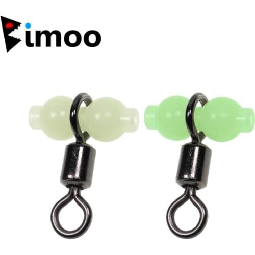 Bimoo 20pcs Luminous Cross-line Beads with Swivel 3 Way Fishing Swivel Connector Rolling Barrel Fishhook Line Connector Tackle