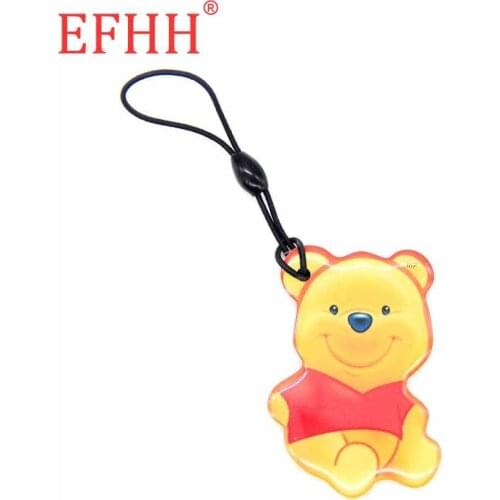 UID S50 MF 1K 13.56Mhz Animation The bear Pattern Keyfob Keychain Changeable NFC Card RFID Rewritable IC Card Tags Fast Shipping