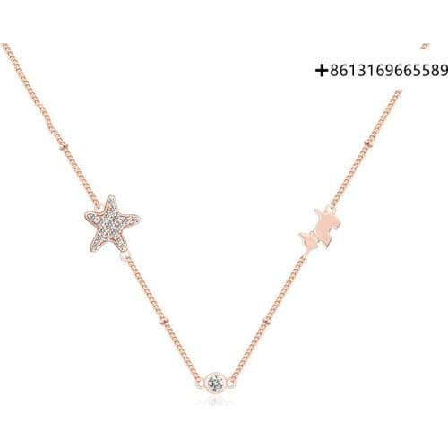 Fashionable 925 silver star double face two wear jewelry necklace female contracted temperament clavicle chain female new trend