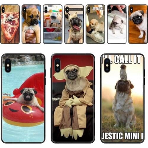 For Redmi 3S 4X 4A 5 5A 6 6A 7 7A 8 8A 8T 9 9A K20 K30 S2 Y2 Pro Plus Ultra Online Cool Crazy Pug Puppy Dog Black Soft TPU