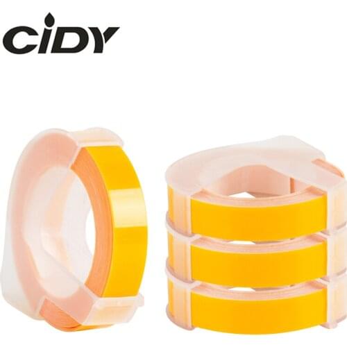 CIDY 4pcs Compatible DYMO 3D 9mm Yellow Plastic Organizer Xpress Labels for Embossing Label Makers DYMO 1610/1575 Motex E101