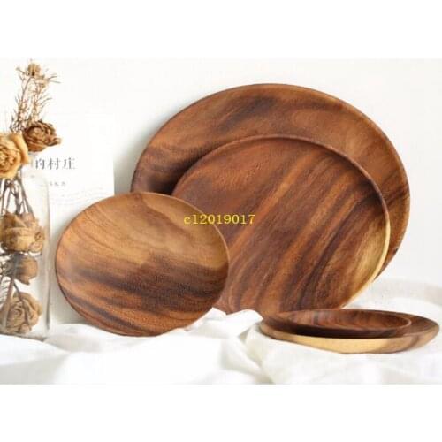Wooden Circular Fruit Dishes No Paint Dry Fruits Cake Snack Plate Home Restaurant Hot Sell Small Dish
