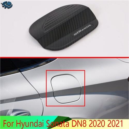 For Hyundai Sonata DN8 2020 2021 Car Accessories Carbon Fiber Style fuel tank cap cover car-styling trim oil fuel cap protective