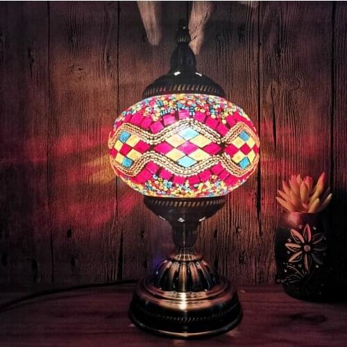 Exotic Turkish manual small night lamp Mosaic retro light hotel romantic coloured glaze decoration lamp