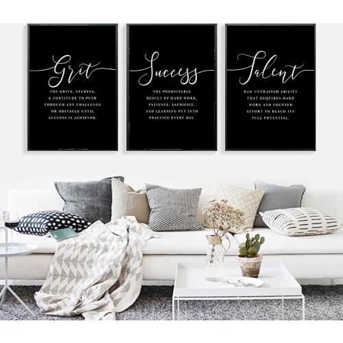 Talent Grit Success Motivational Posters and Prints Office Decor Modern Art Entrepreneur Motivation Canvas Painting Pictures