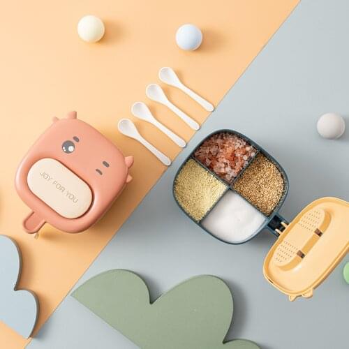 Seasoning Box Integrated Multi-compartment Set Household Combination with Lid Kitchen Supplies Daquan Seasoning Box