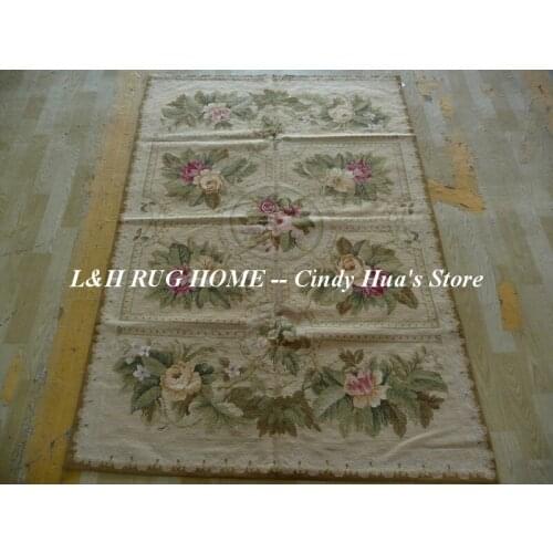 Free Shipping 4'x6' Needlepoint Rugs, Handmade carpet 100% New Zealand Wool Floral design