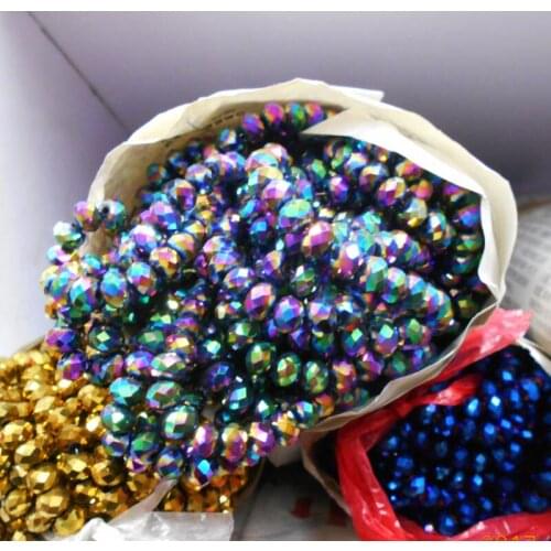 FLTMRH Green Purple Color 3*4mm 140pcs Rondelle Austria faceted Crystal Glass Beads Loose Spacer Round Beads for Jewelry Mak