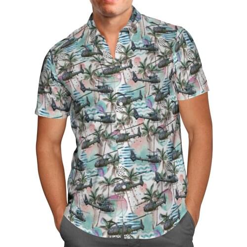 Helicopter 3D Print Summer Beach Shirt Mens Hawaii Shirt Fashion Short Sleeved Shirt Oversized 5XL Streetwear Harajuku Tops