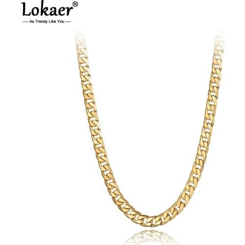 Lokaer Punk 14" Titanium Stainless Steel Link Chain Necklace For Men Women Hiphop/Rock Curb Cuban Choker Vintage Necklace N20301