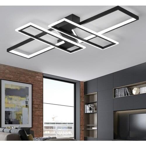 Nordic LED Chandelier Lighting Fixtures for Living Room Bedroom Kitchen Home Decor with Remote Control Black Lustre Ceiling Lamp