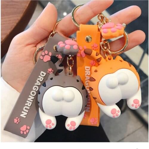 Mini Anime DIY Cute Cat Butt Key Chains For Women Girls Cats Ass Keychain Car Bag Animal Bell Pendant Keyring Gift Small Pendant