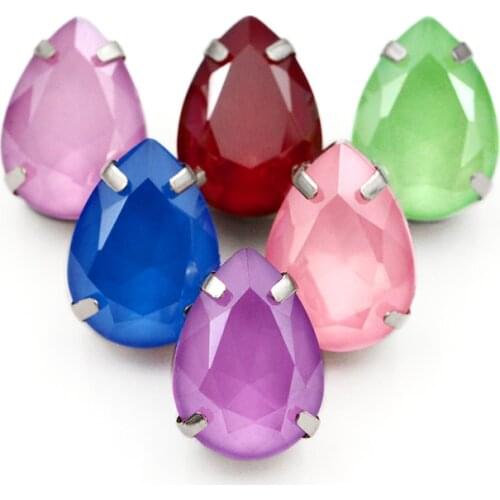 Fancy Mocha Pointback Tear Drop Crystal Rhinestones for Clothes Lovely Sew on Stones with Copper Claws High-grade Strass Crystal