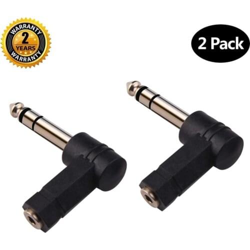 90 ° 3,5-6,35/6,5mm 1/4 "Mono Jack altavoz estéreo enchufe del adaptador de Audio de 3,5mm TRS convertidor de conector AUX Cable