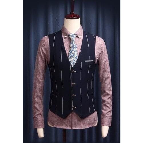 Free Shipping HIGH QUALITY 2018 NEW AUTUMN MEN WEDDING GROOM SUITS VESTS STRIPE SLIM CASUAL BLAZERS VEST STYLE