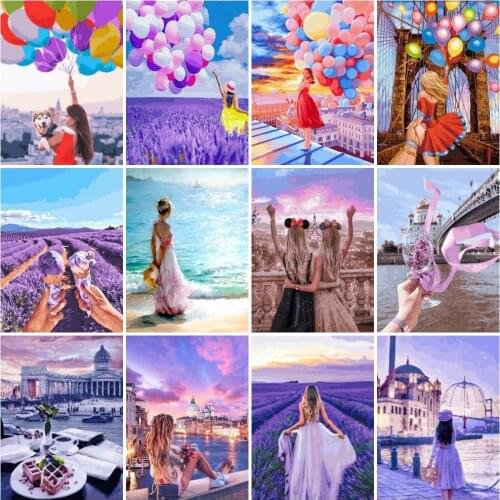 AZQSD Diy Oil Painting By Numbers Girl Balloon Hand Paind Kit Canvas Paint By Numbers Portrait Wall Decorations Living Room